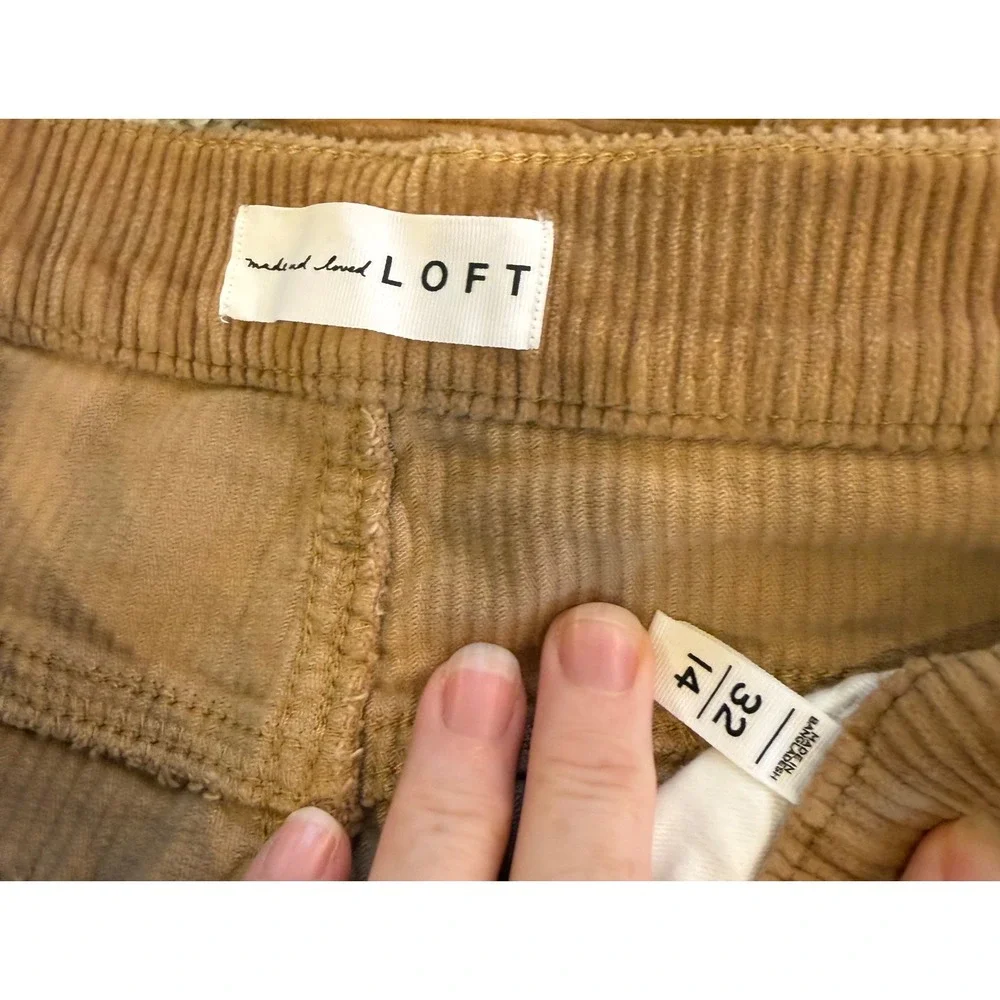 Wms LOFT Tan/Camel Casual Plus Size‎ Corduroy Cotton Pants Size 32/14